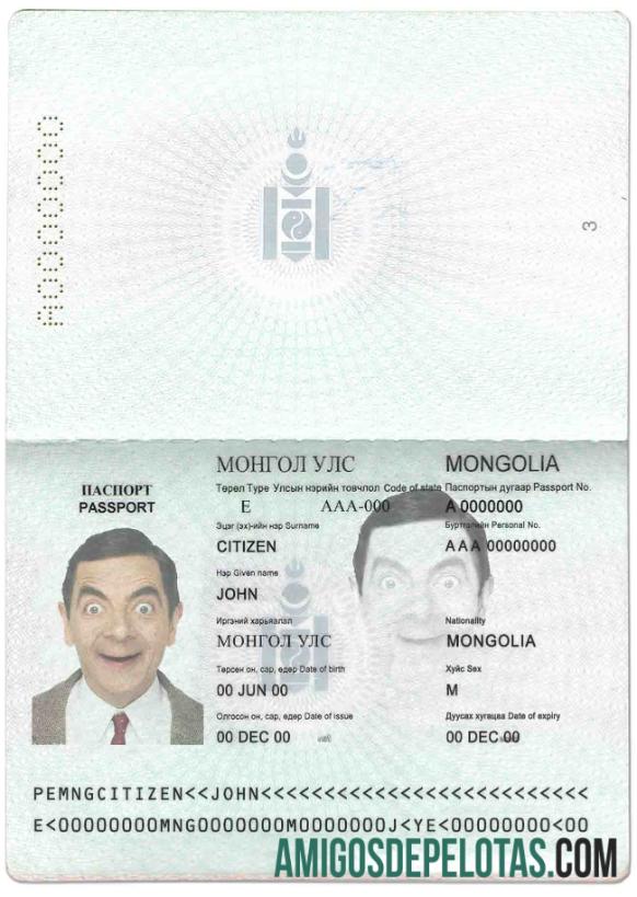 Passaporte da Mongólia modelo
